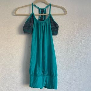 LULULEMON Teal Let It Loose Top/ Bra, Size 2